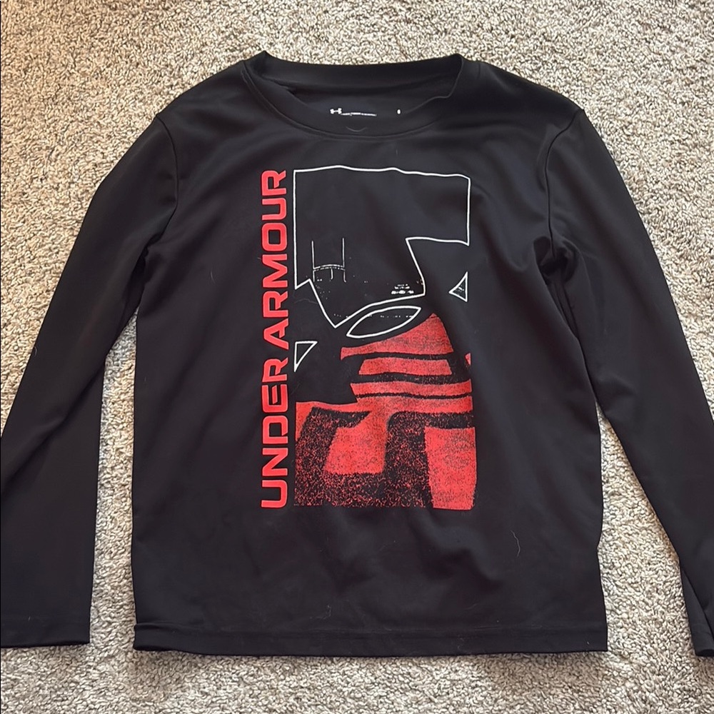 Under Armour Kids Black and Red Long Sleeve Shirt